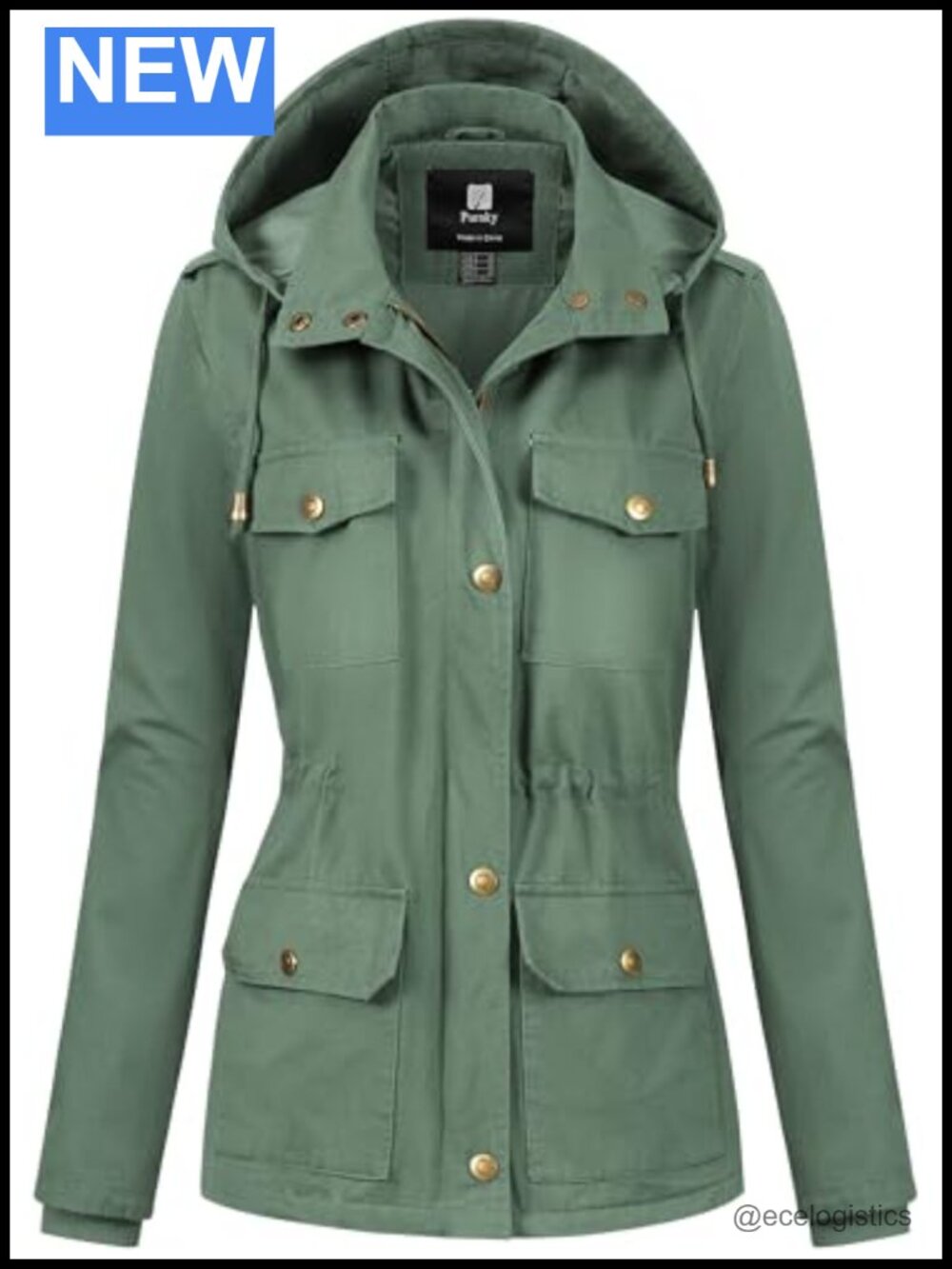 Women's Cotton Anorak Lightweight Military Jacket with Removable Hood
